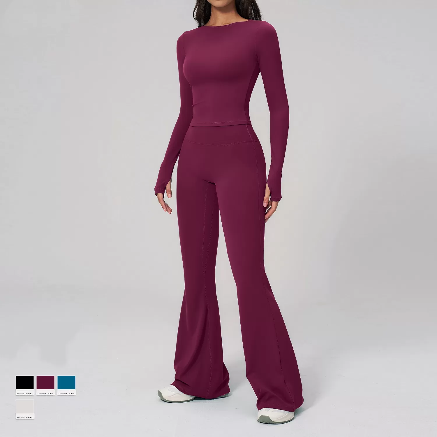 Conjunto de yoga de manga larga, ropa deportiva de secado rápido para mujer, de cintura alta, para gimnasio, running y fitness, FGBTZ2551