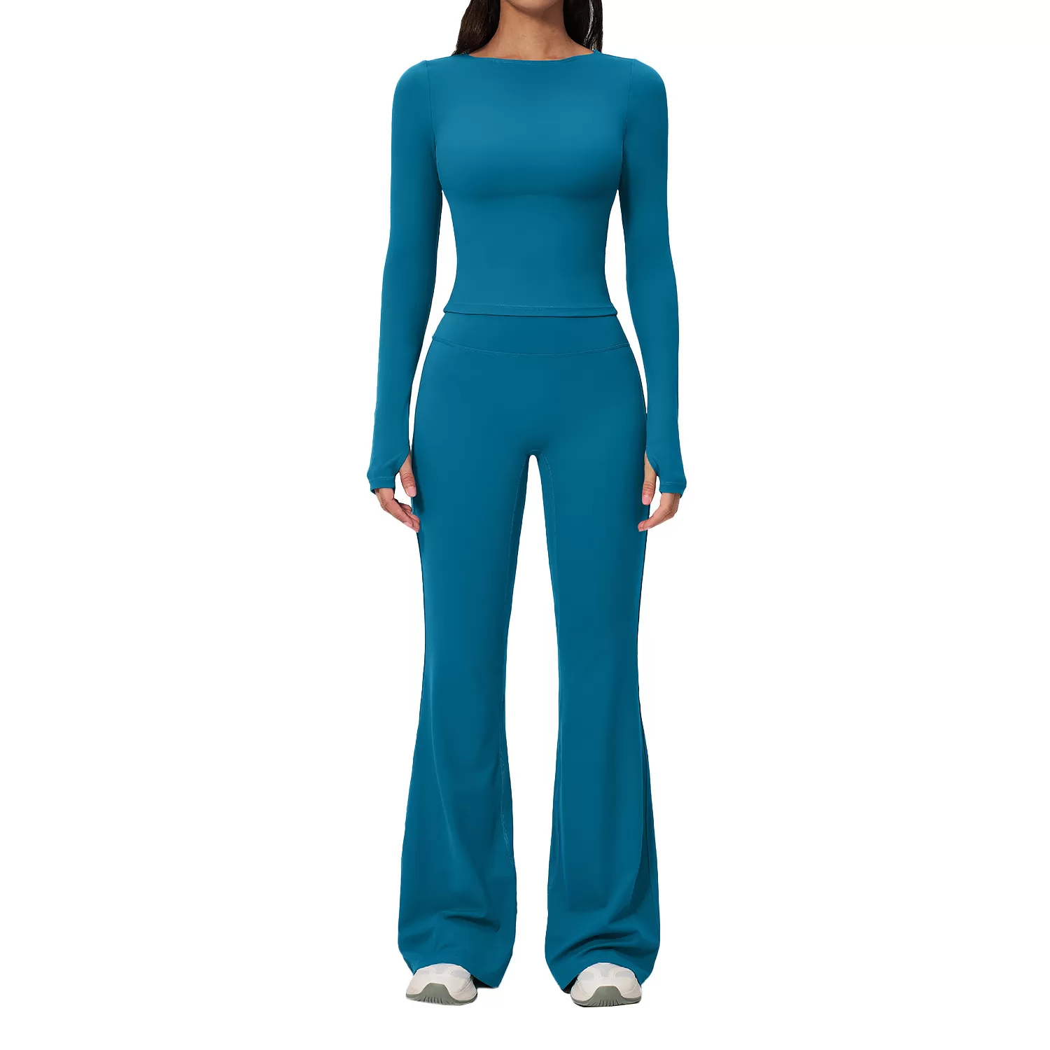 Conjunto de yoga de manga larga, ropa deportiva de secado rápido para mujer, de cintura alta, para gimnasio, running y fitness, FGBTZ2551