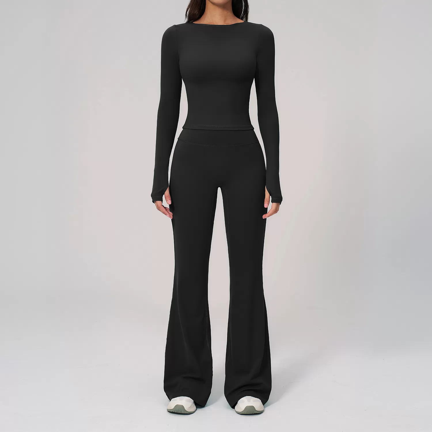 Conjunto de yoga de manga larga, ropa deportiva de secado rápido para mujer, de cintura alta, para gimnasio, running y fitness, FGBTZ2551