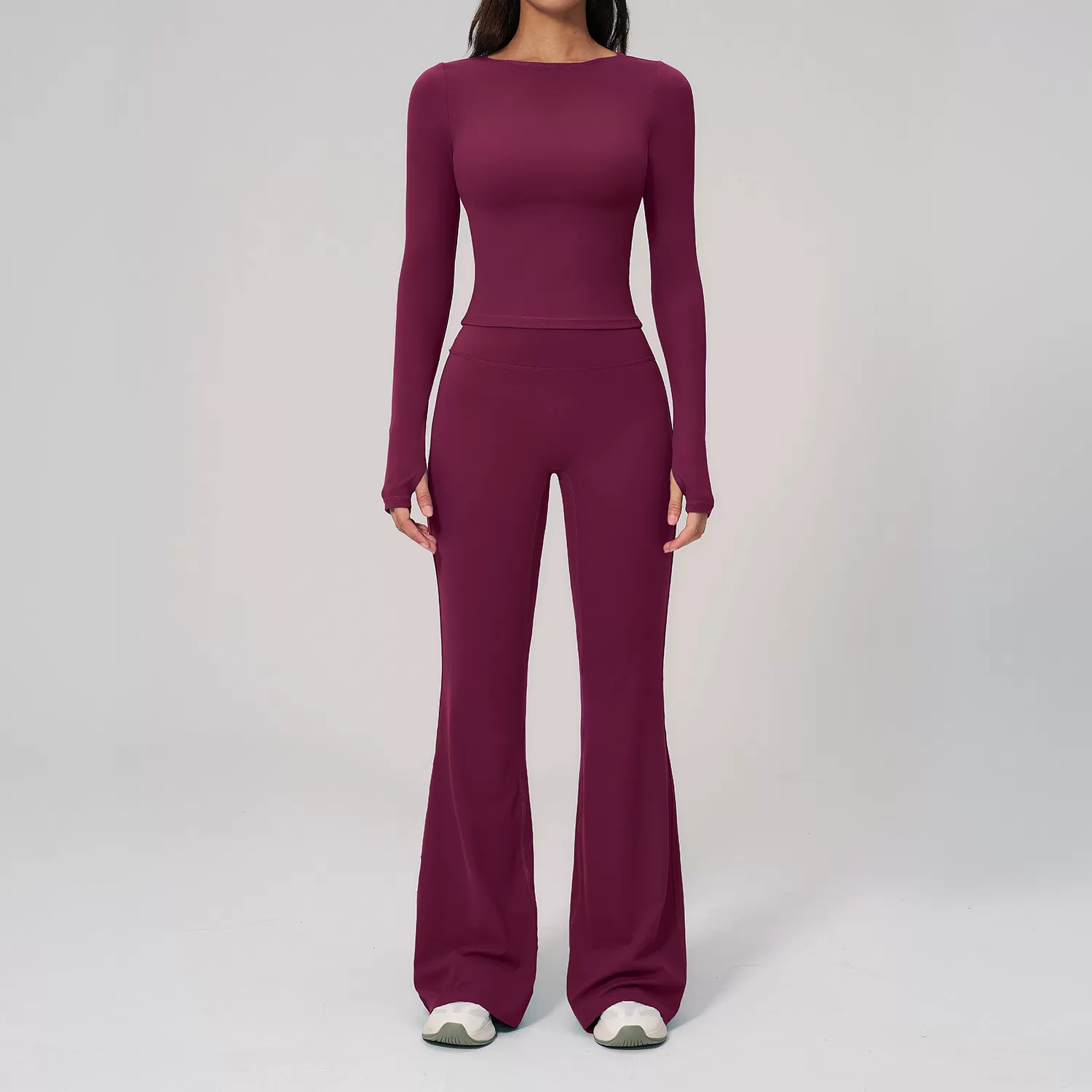 Conjunto de yoga de manga larga, ropa deportiva de secado rápido para mujer, de cintura alta, para gimnasio, running y fitness, FGBTZ2551