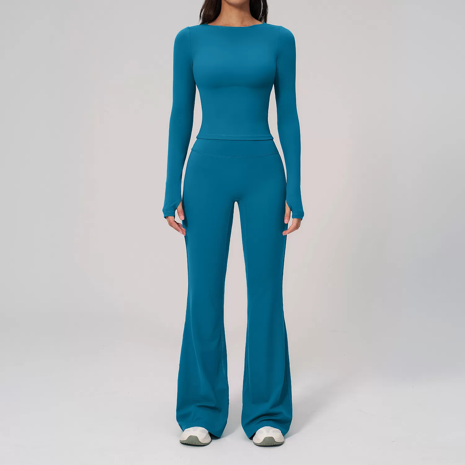 Conjunto de yoga de manga larga, ropa deportiva de secado rápido para mujer, de cintura alta, para gimnasio, running y fitness, FGBTZ2551