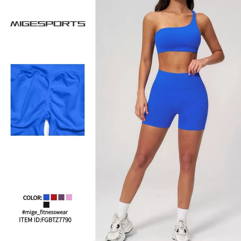 Conjunto de yoga sin costuras para mujer de 2 piezas: sujetador deportivo y shorts de cintura alta (FGBTZ7790)