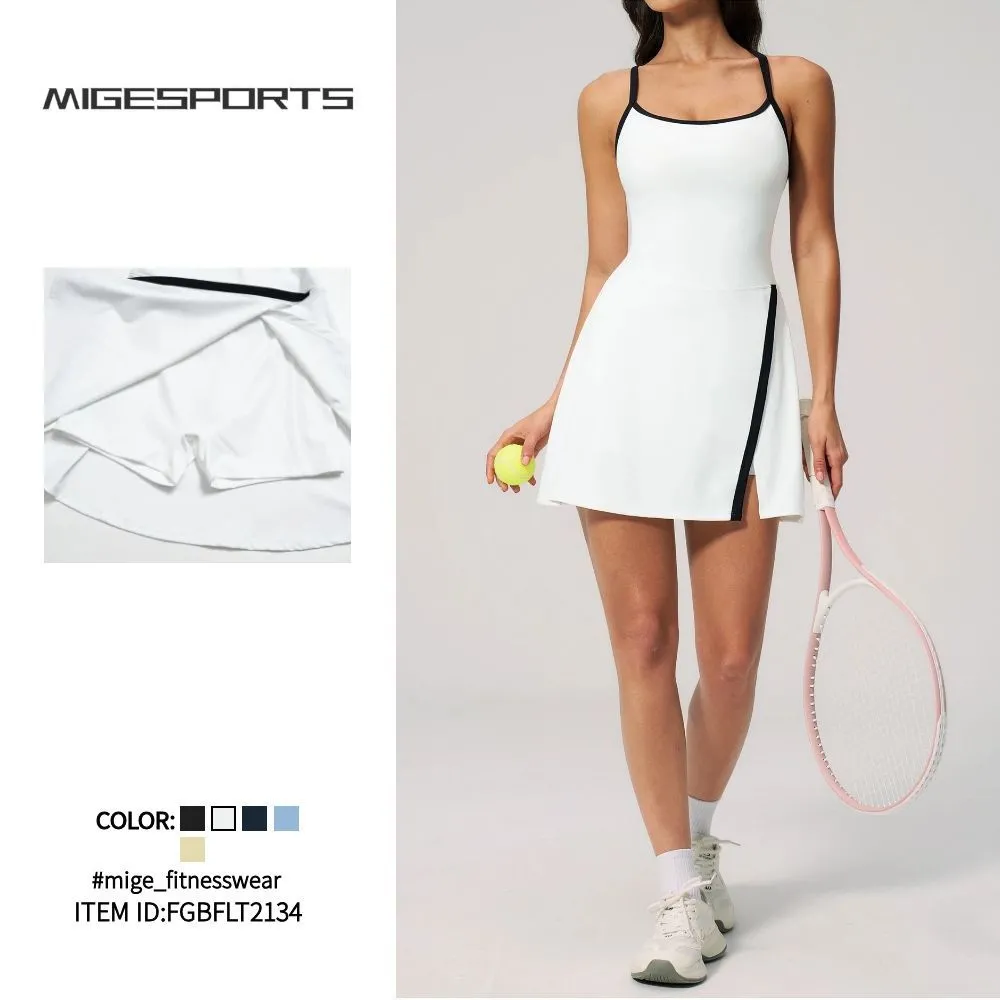 Falda de tenis con pantalón corto de seguridad incorporado. Falda deportiva de tenis con logotipo personalizable. Disponible FGBFLT2134.