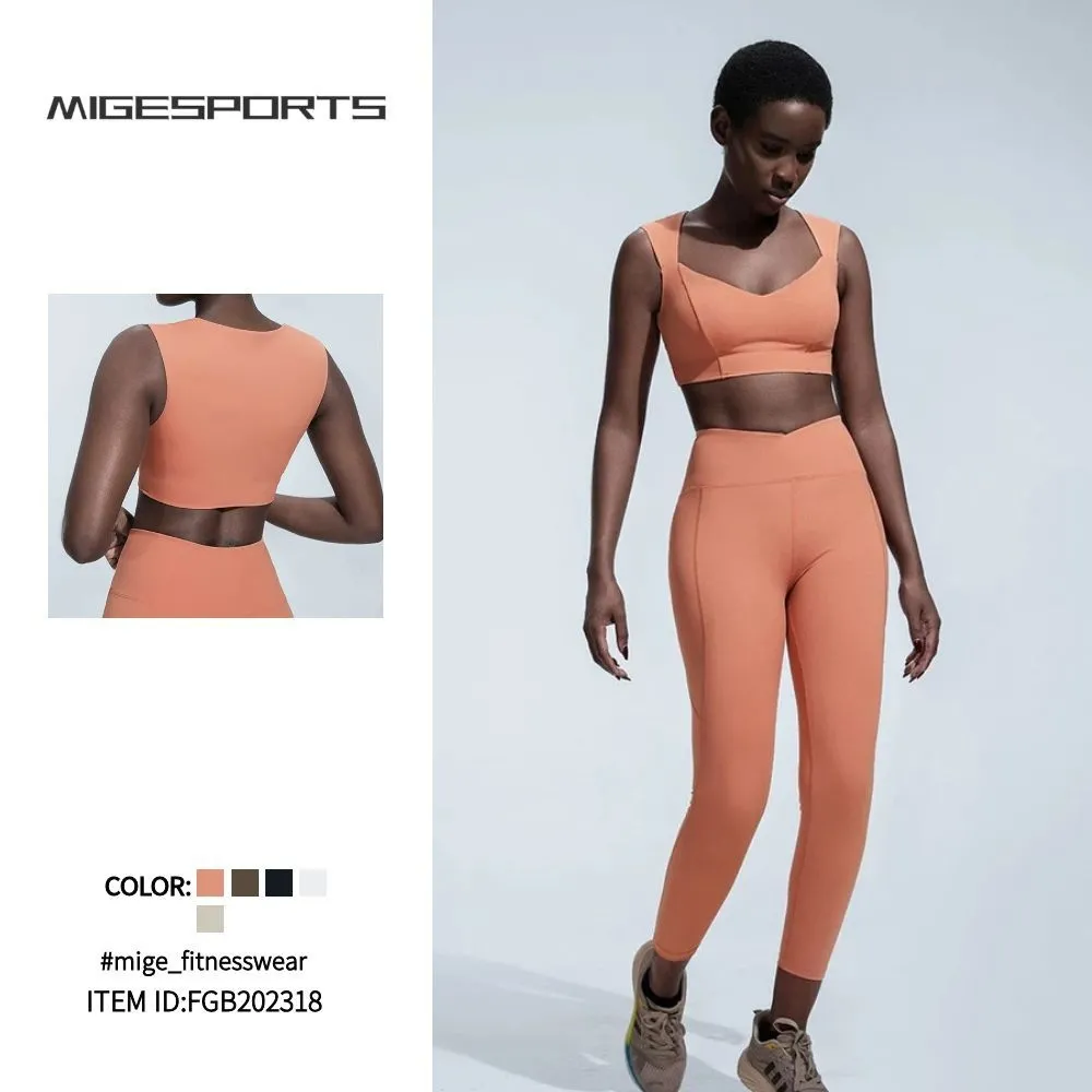 Conjuntos de entrenamiento para mujer, conjunto de yoga de 2 piezas, sujetador y pantalón, ropa deportiva para yoga FGB202318