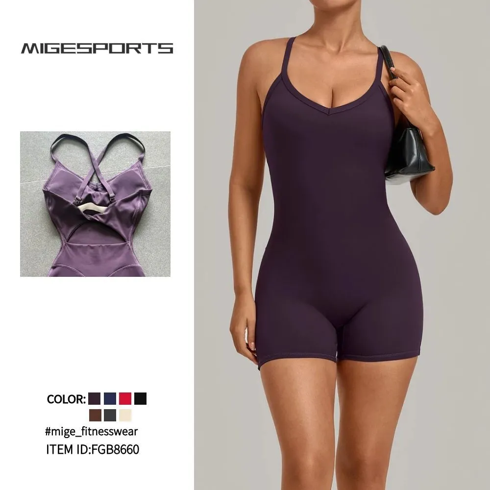Mono de yoga para mujer con tirantes ajustables, corte ajustado, transpirable y de secado rápido, ideal para fitness, deportes, entrenamiento y running (FGB8660).