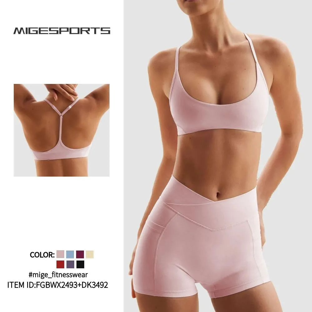 Conjunto deportivo de gimnasio, fitness y yoga: sujetador y shorts para mujer, secado rápido, ropa deportiva para correr al aire libre FGBWX2493+DK3492
