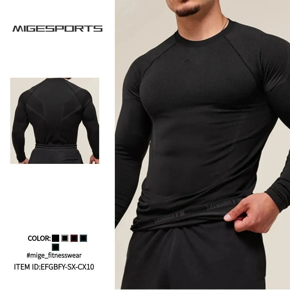 Camiseta de manga larga para correr, entrenamiento, gimnasio, fitness y deportes para hombre EFGBFY-SX-CX10