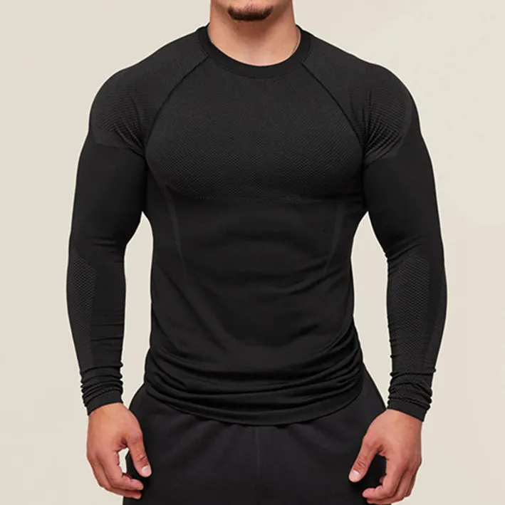 Camiseta de manga larga para correr, entrenamiento, gimnasio, fitness y deportes para hombre EFGBFY-SX-CX10