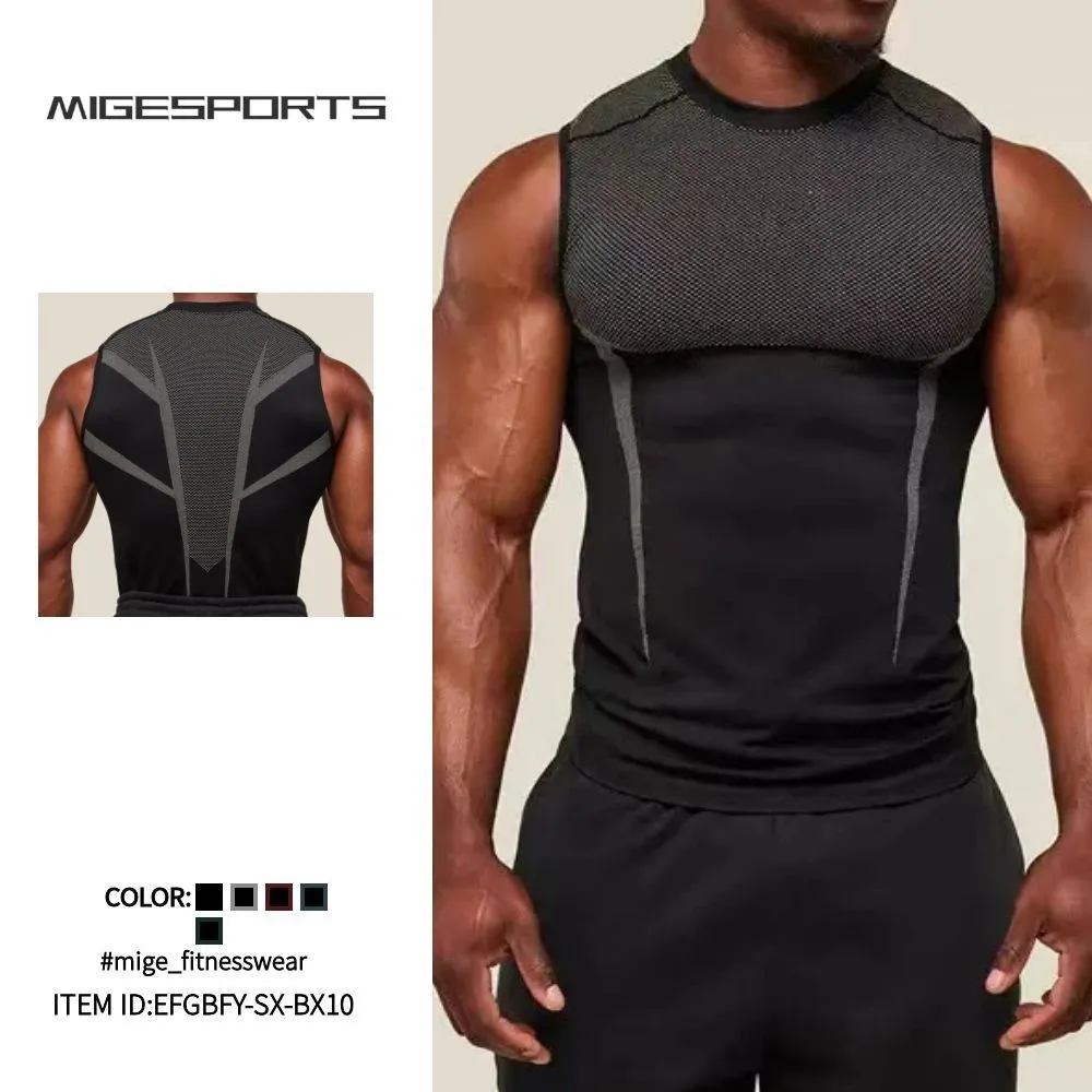 Camisetas deportivas sin mangas para hombre, ideales para gimnasio y fitness. Camisetas transpirables para entrenamiento físico y culturismo. Modelo EFGBFY-SX-BX10.