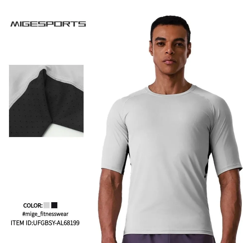 Camiseta deportiva para hombre - De secado rápido, ligera, de manga corta, ideal para correr, jugar al baloncesto y entrenar en verano UFGBSY-AL68199