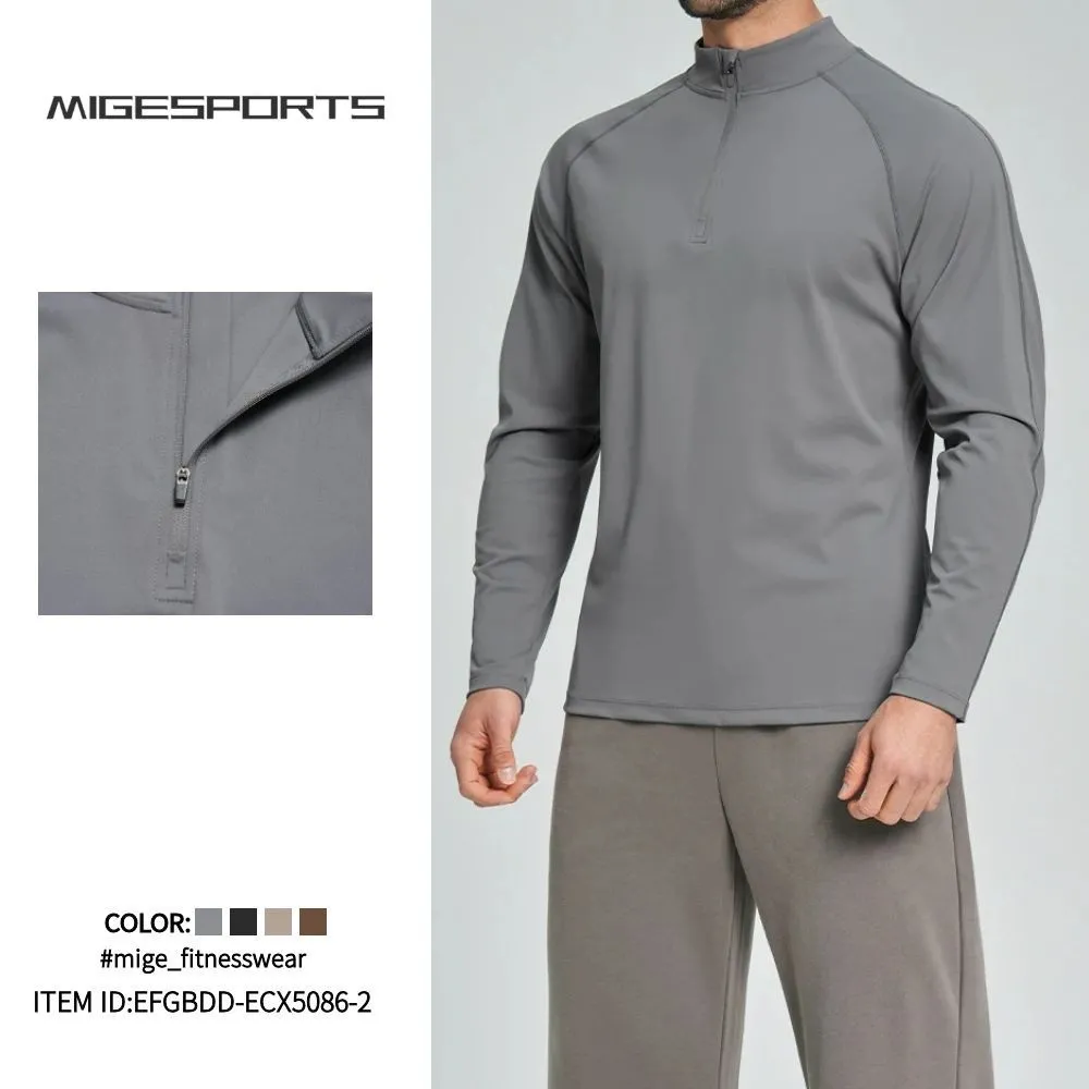 Camiseta deportiva de manga larga para hombre, de secado rápido, con cuello redondo, ideal para correr, ir al gimnasio o entrenar. EFGBDD-ECX5086-2