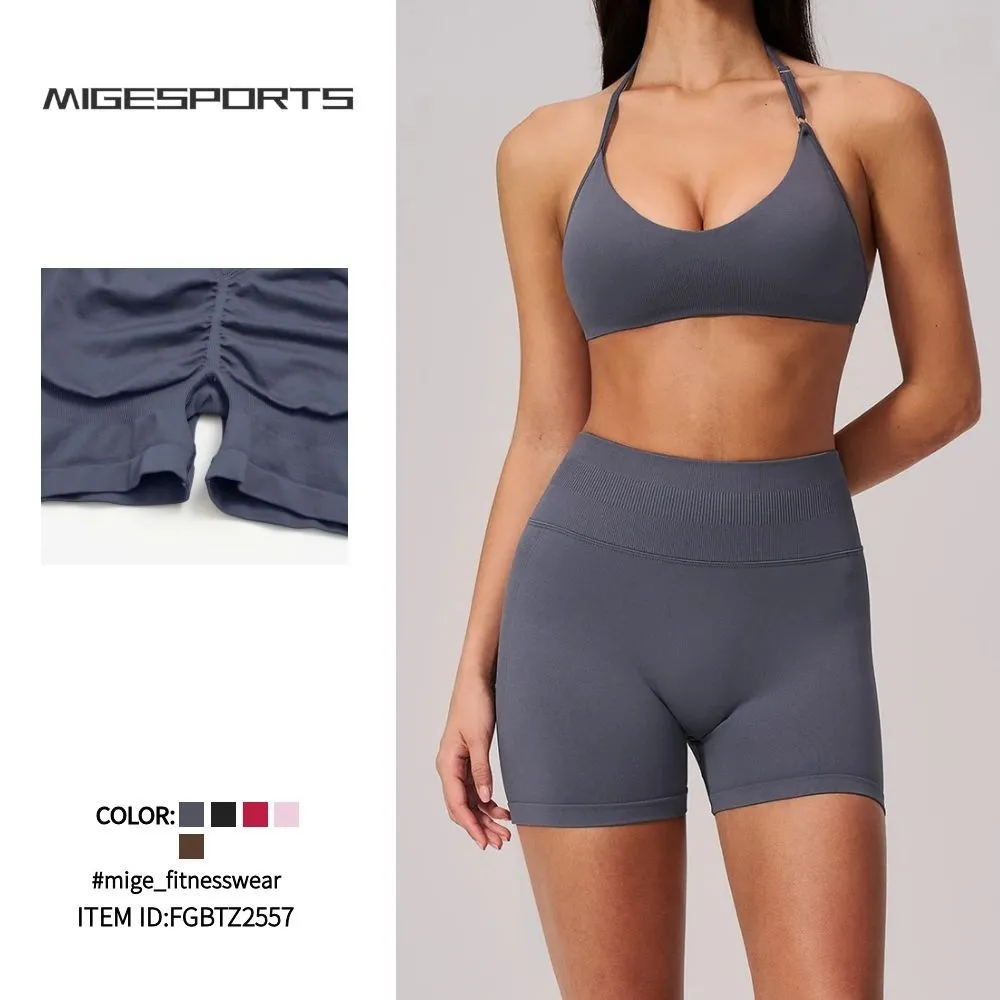 Conjunto de yoga de 2 piezas sin costuras, de secado rápido, ajustado, de cintura alta, para correr, ideal para mujer, fitness al aire libre y gimnasio FGBTZ2557