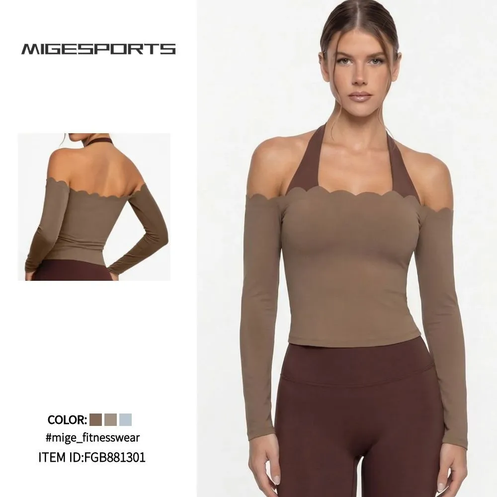 Women's Yoga Top Yoga Fitness Running Tee Shirt Long Sleeve Sport Activewear Breathable Stretch Slim FGB881301