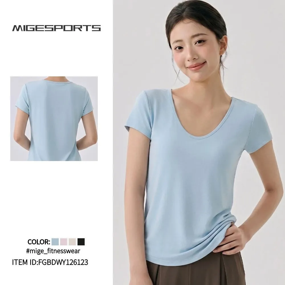 Camisetas deportivas de manga corta para mujer, ligeras, de secado rápido, ideales para entrenar y practicar yoga (FGBDWY126123).