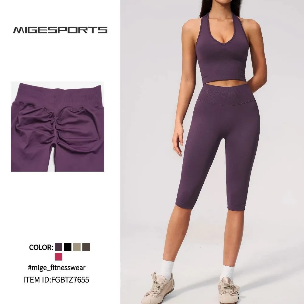 Nuevos conjuntos de yoga, ropa de gimnasio sin costuras para mujer, conjunto de entrenamiento de yoga para mujer FGBTZ7655