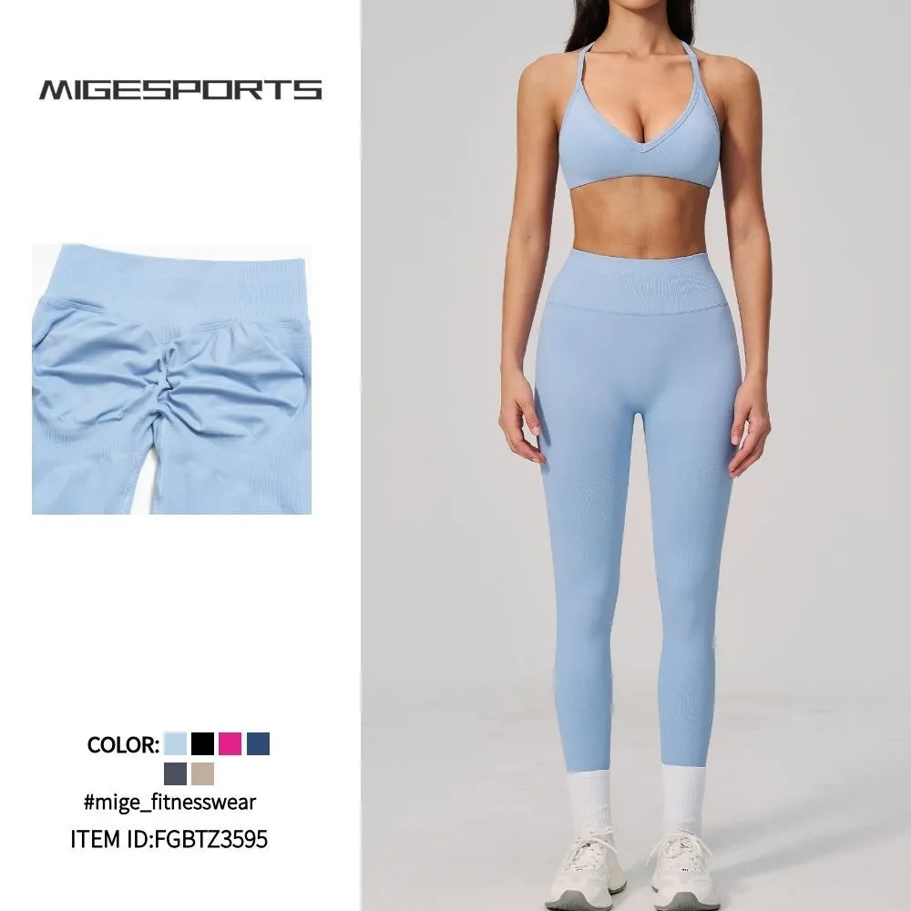 Mujeres de 4 piezas Fitness Yoga Leggings Shorts Wear Sports Bra Singlets Conjuntos de yoga sin costuras con ropa de yoga FGBTZ3595