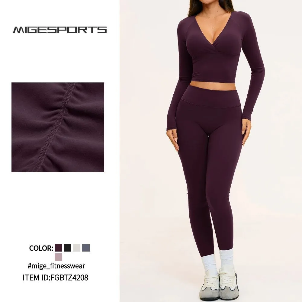 Conjunto de ropa deportiva de 6 piezas para gimnasio y yoga para mujer, venta al por mayor. Traje deportivo para entrenamiento. Conjunto de gimnasio, fitness y yoga. Logotipo personalizado FGBTZ4208