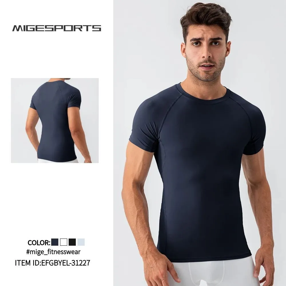 Camiseta de gimnasio para hombre de nailon y elastano, de secado rápido, para entrenamiento deportivo y muscular, modelo EFGBYEL-31227 (venta al por mayor)