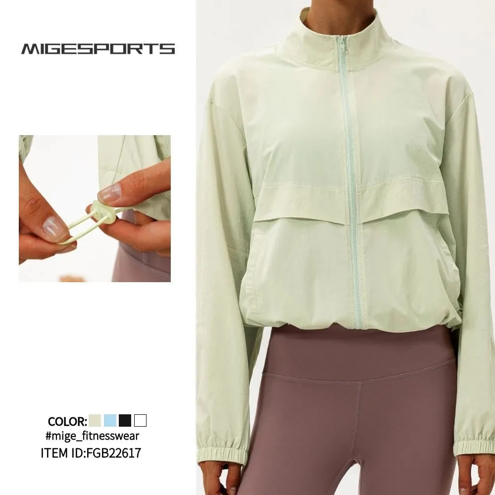 Chaqueta de yoga transpirable para mujer, ideal para fitness, gimnasio y deportes (FGB22617)