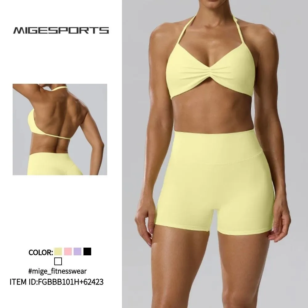 Conjunto cómodo de yoga y running para ocio y ejercicio (FGBBB101H+62423)
