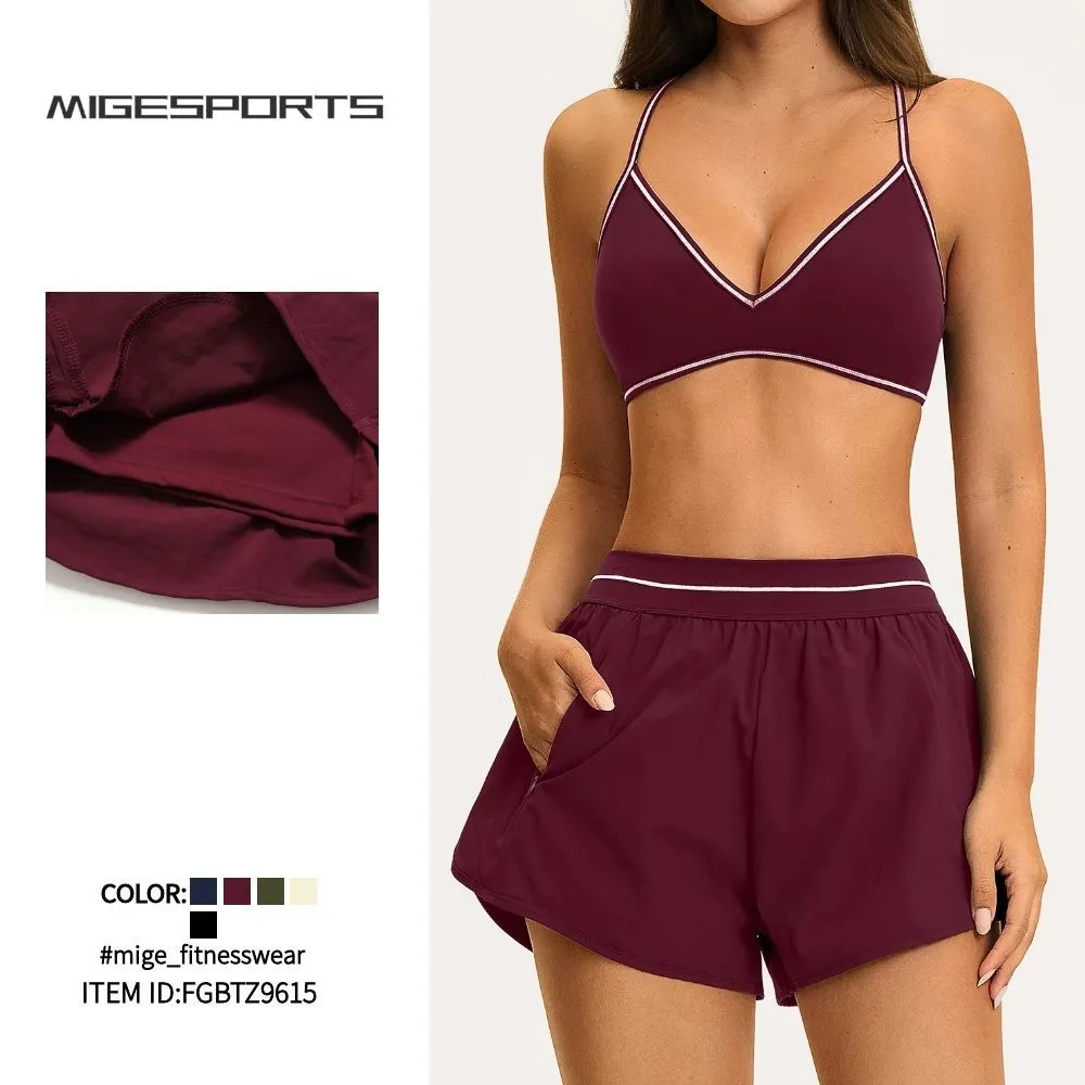 Conjunto deportivo ligero, transpirable y resistente para yoga, gimnasio y fitness para mujer FGBTZ9615