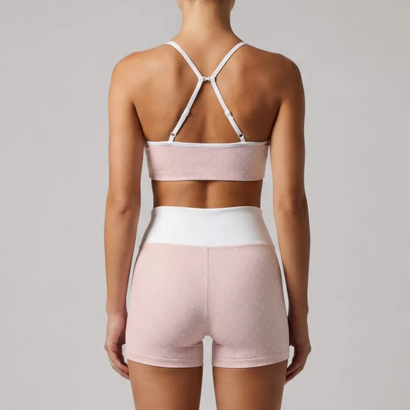 Conjunto de sujetador y shorts rosa