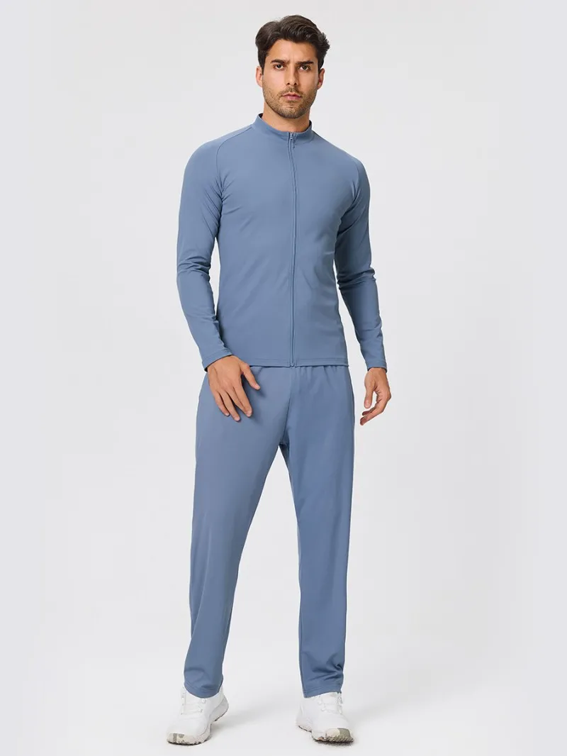 Conjunto deportivo informal de dos piezas para hombre, color liso, para gimnasio y fitness EFGBYEL-61616+51345