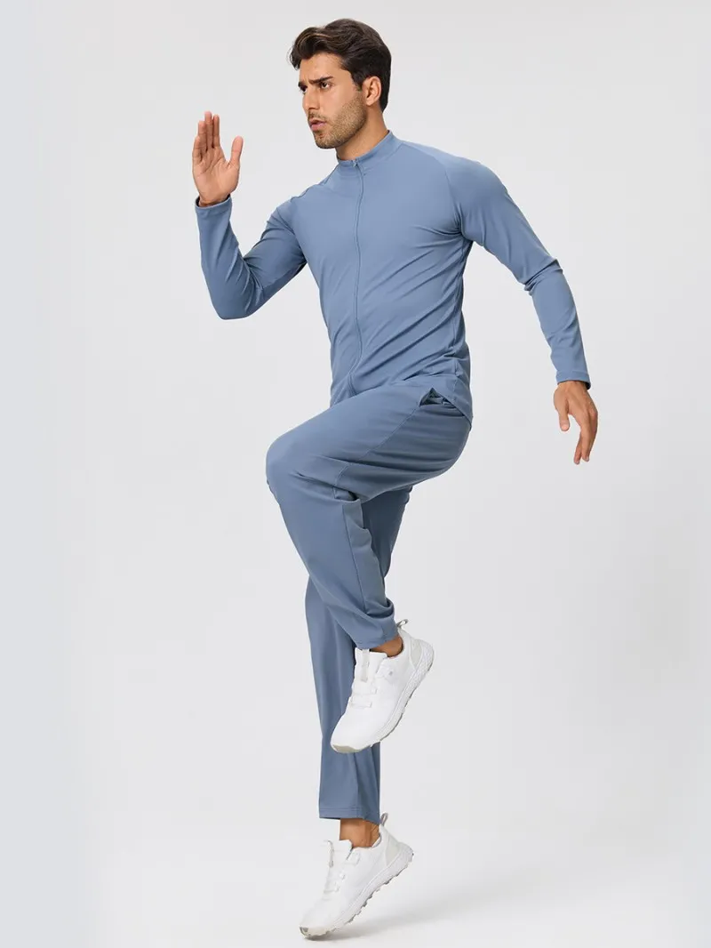 Conjunto deportivo informal de dos piezas para hombre, color liso, para gimnasio y fitness EFGBYEL-61616+51345