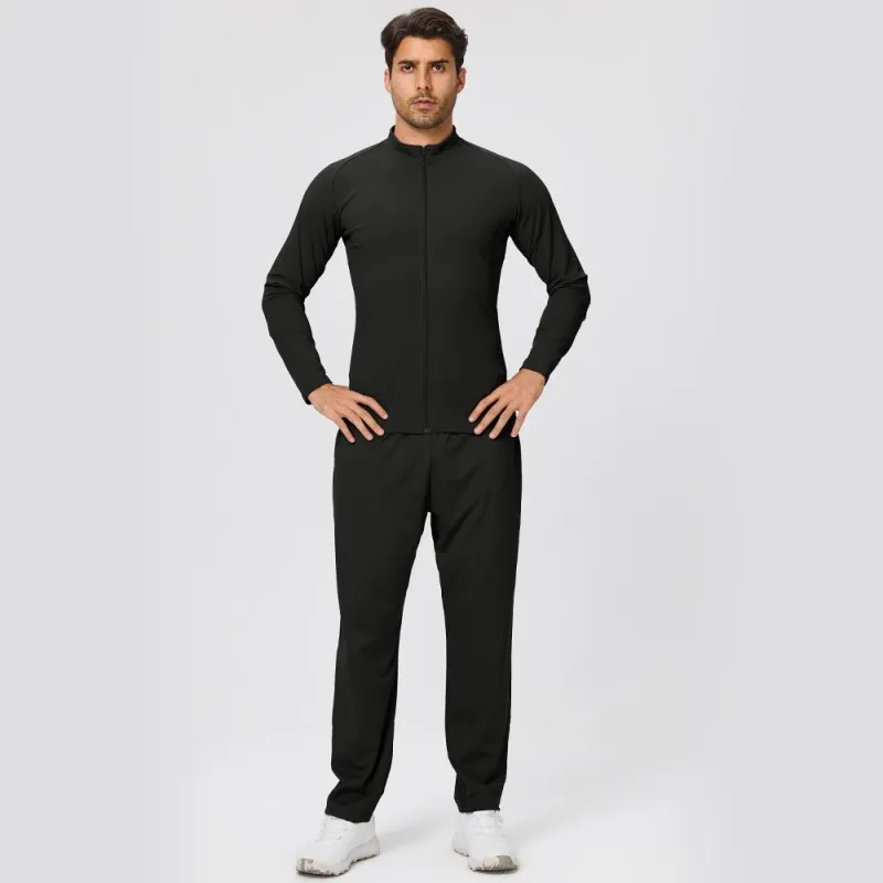 Conjunto deportivo informal de dos piezas para hombre, color liso, para gimnasio y fitness EFGBYEL-61616+51345