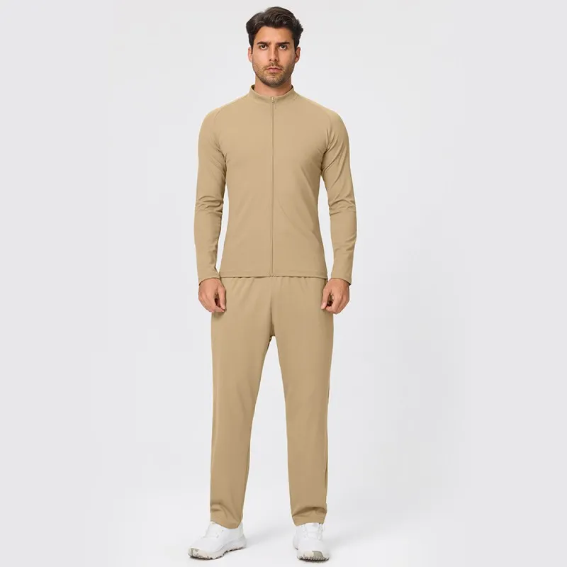 Conjunto deportivo informal de dos piezas para hombre, color liso, para gimnasio y fitness EFGBYEL-61616+51345