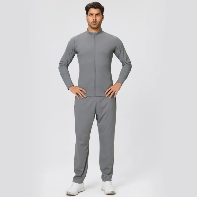Conjunto deportivo informal de dos piezas para hombre, color liso, para gimnasio y fitness EFGBYEL-61616+51345