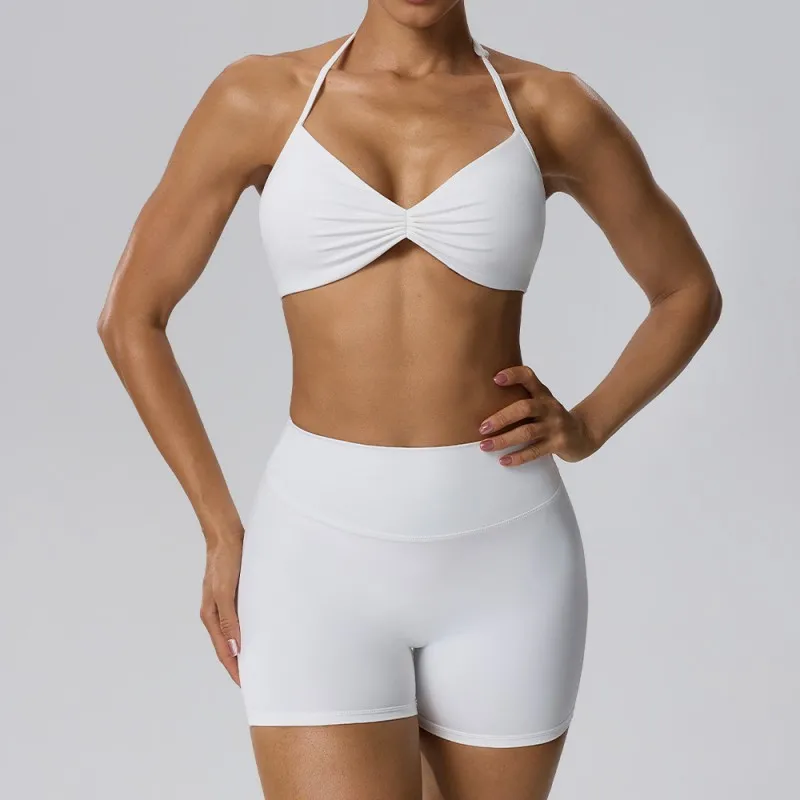 Conjunto de sujetador y shorts blancos
