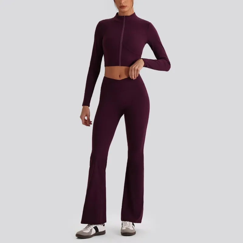 Conjunto de ropa deportiva para gimnasio, ropa de yoga, sujetador, chaqueta, top corto ajustado, traje casual de fitness para mujer, conjuntos de yoga FGBYW610+YW612+KW473