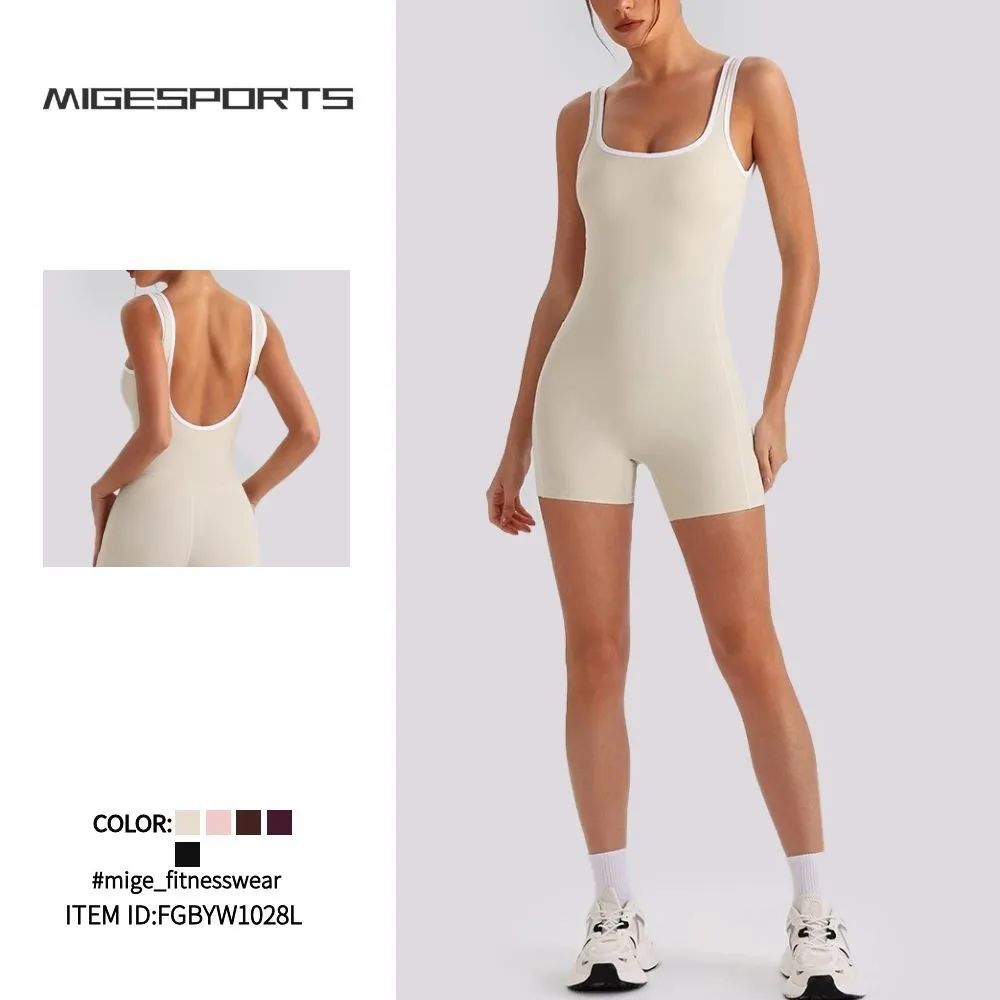 Mono de yoga para mujer, sin espalda, de spandex/nylon, elástico en cuatro direcciones, de secado rápido, con control de abdomen y efecto levantamiento de glúteos. Mono deportivo de una pieza FGYW1028L