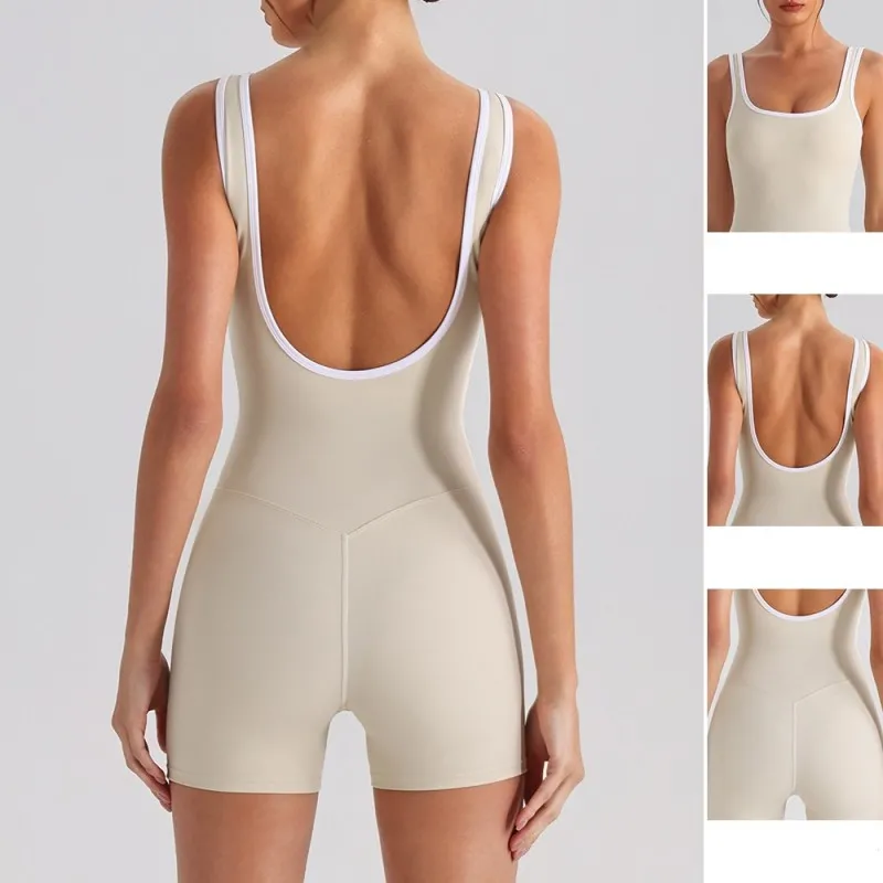 Mono de yoga para mujer, sin espalda, de spandex/nylon, elástico en cuatro direcciones, de secado rápido, con control de abdomen y efecto levantamiento de glúteos. Mono deportivo de una pieza FGYW1028L