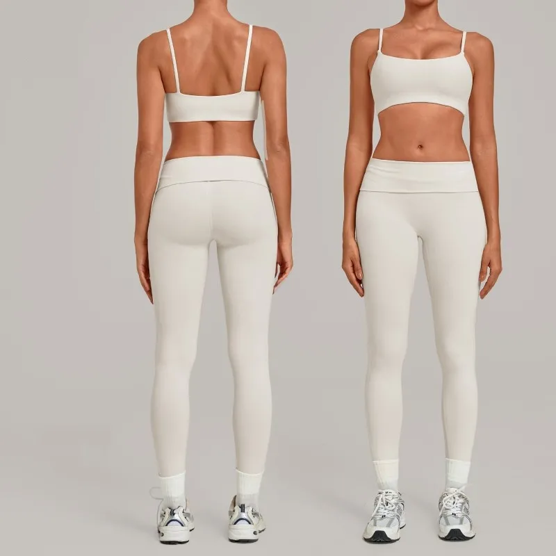 Conjunto deportivo de yoga para mujer, sujetador y leggings transpirables de 2 piezas, Spandex/Nylon FGB1192+3301