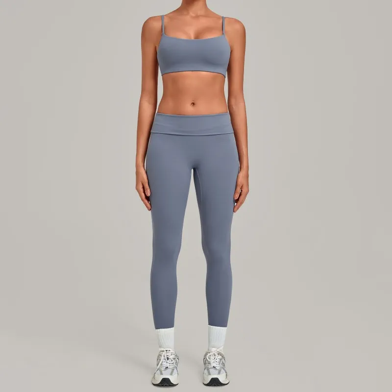 Conjunto deportivo de yoga para mujer, sujetador y leggings transpirables de 2 piezas, Spandex/Nylon FGB1192+3301