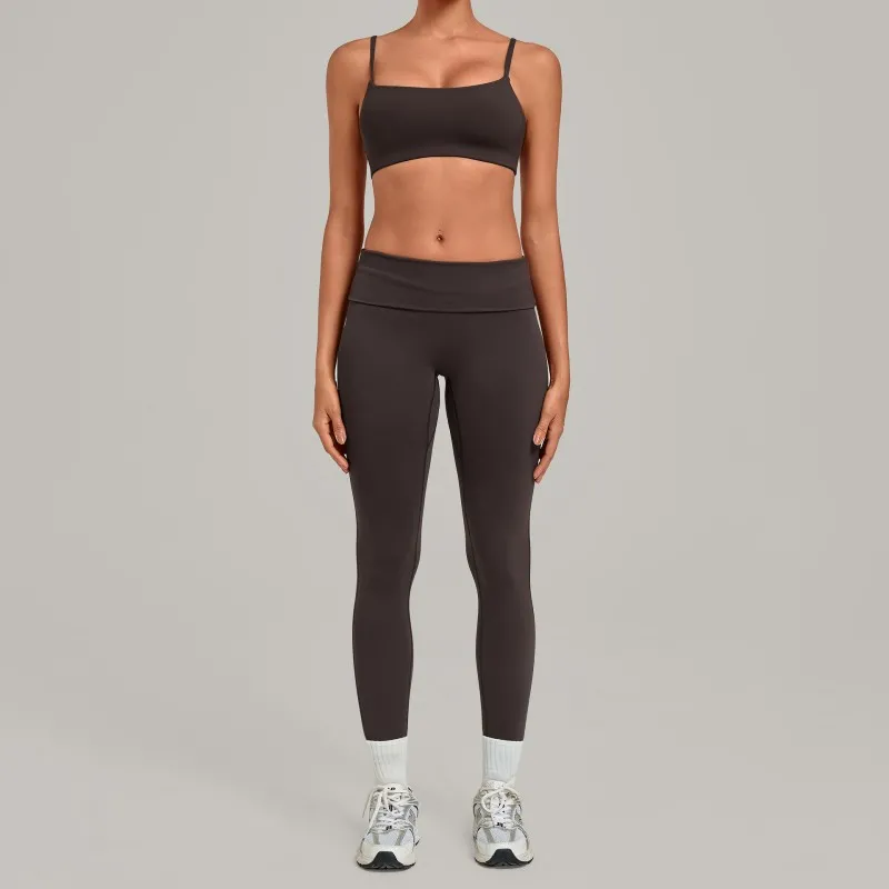 Conjunto deportivo de yoga para mujer, sujetador y leggings transpirables de 2 piezas, Spandex/Nylon FGB1192+3301