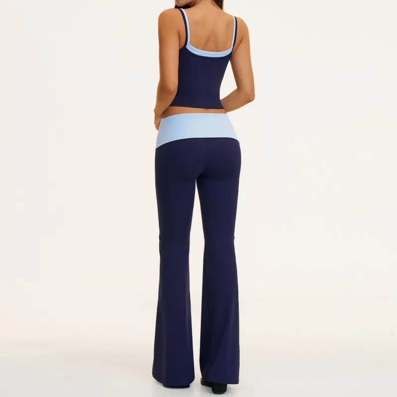 Nuevos productos: Top sin mangas, shorts, leggings acampanados, conjuntos de yoga de 4 piezas, ropa deportiva de nailon para mujer, conjuntos de entrenamiento para mujer FGBTZ2570
