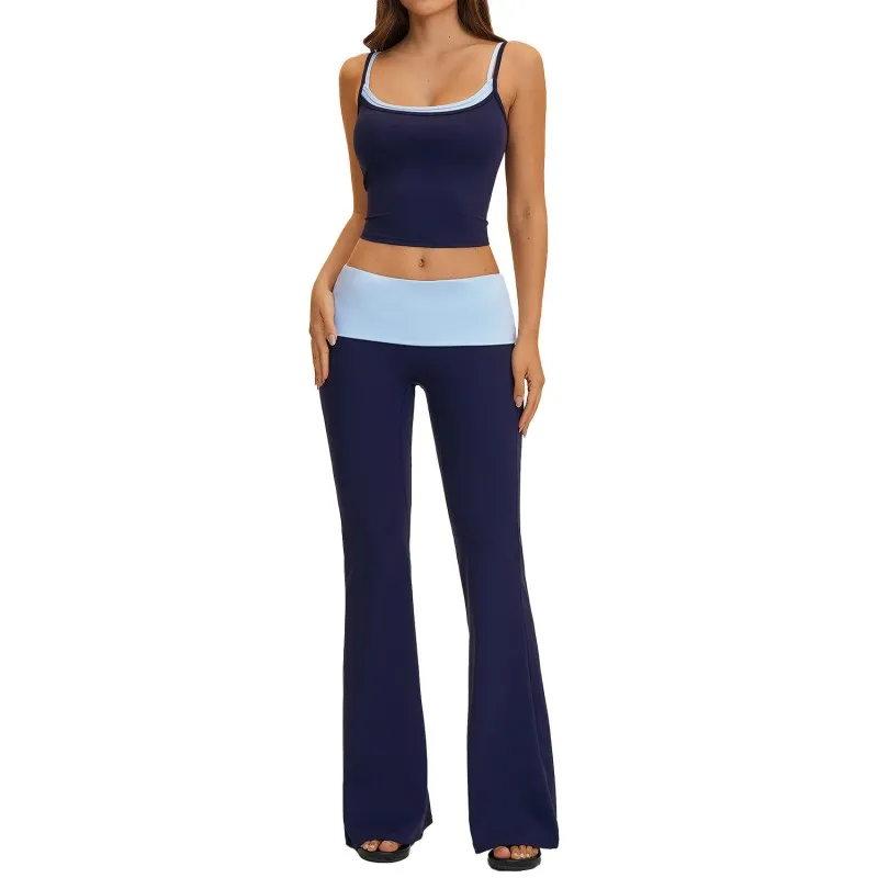 Nuevos productos: Top sin mangas, shorts, leggings acampanados, conjuntos de yoga de 4 piezas, ropa deportiva de nailon para mujer, conjuntos de entrenamiento para mujer FGBTZ2570