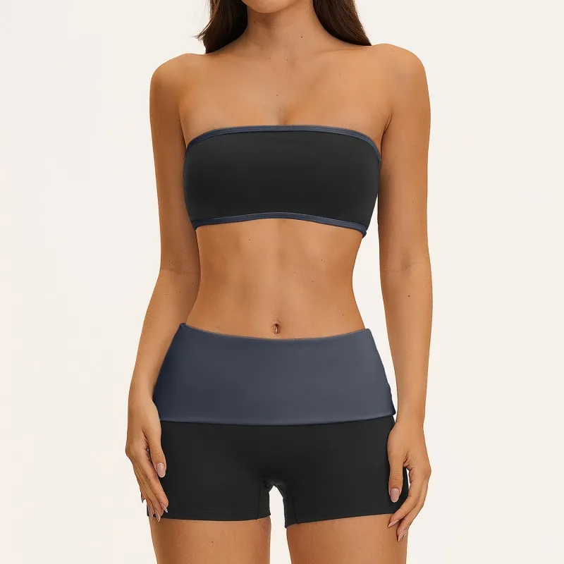 Nuevos productos: Top sin mangas, shorts, leggings acampanados, conjuntos de yoga de 4 piezas, ropa deportiva de nailon para mujer, conjuntos de entrenamiento para mujer FGBTZ2570