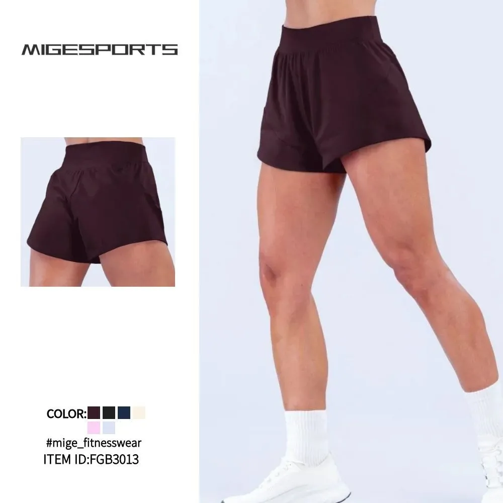 Pantalones cortos de yoga sin bolsillo para mujer Pantalones cortos de yoga lisos para mujer FGBRXW3013