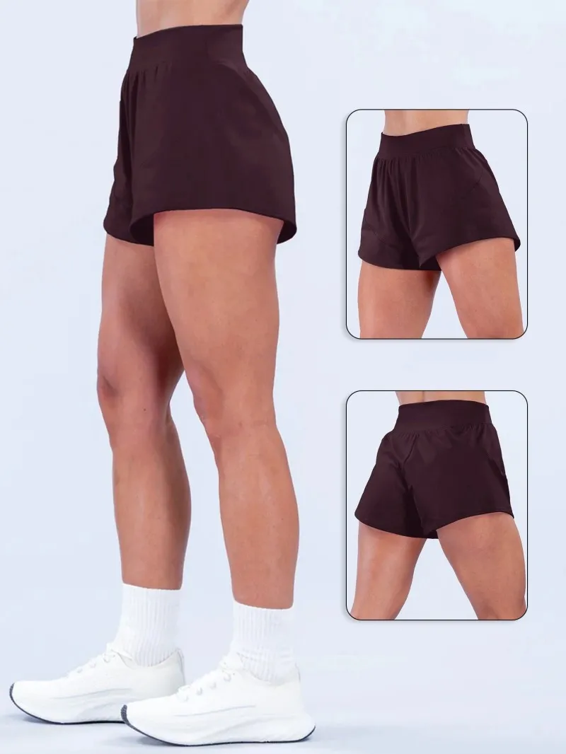 Pantalones cortos de yoga sin bolsillo para mujer Pantalones cortos de yoga lisos para mujer FGBRXW3013