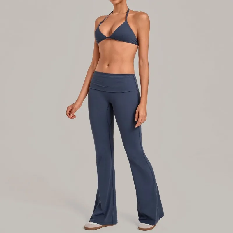 Conjunto de sujetador deportivo y leggings acampanados para yoga, fitness y gimnasio para mujer FGB1221+2257