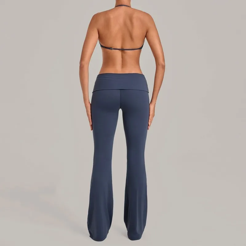 Conjunto de sujetador deportivo y leggings acampanados para yoga, fitness y gimnasio para mujer FGB1221+2257