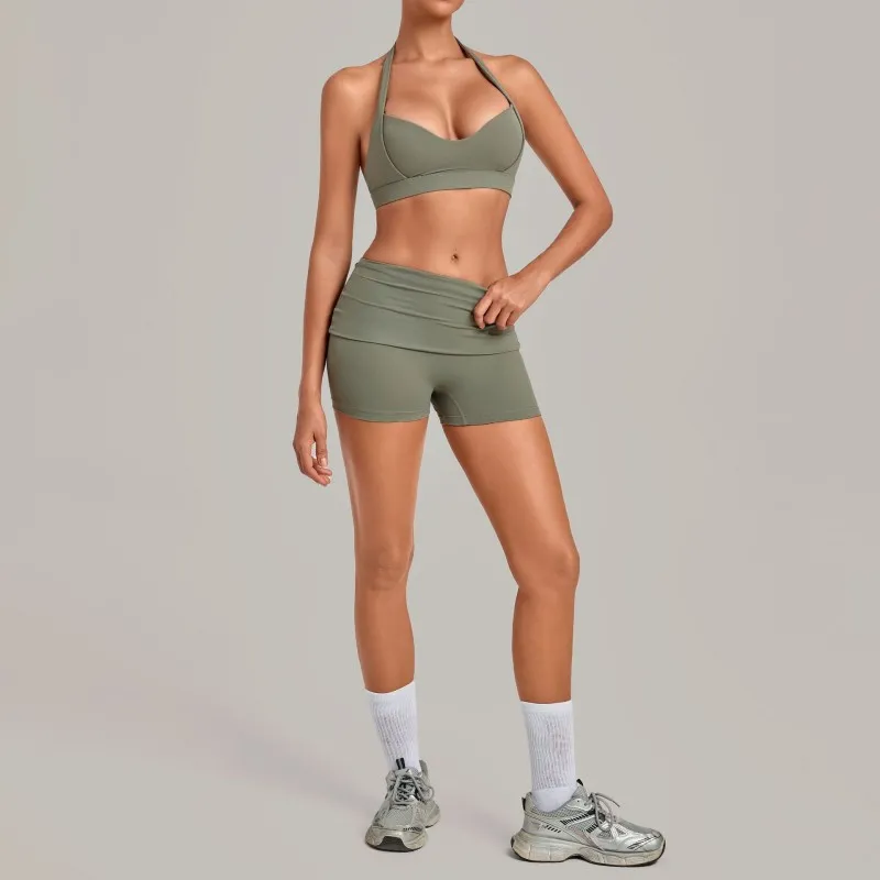 Conjunto deportivo de gimnasio, fitness y yoga: sujetador y shorts para mujer, secado rápido, ropa deportiva para correr al aire libre FGB7229+8402