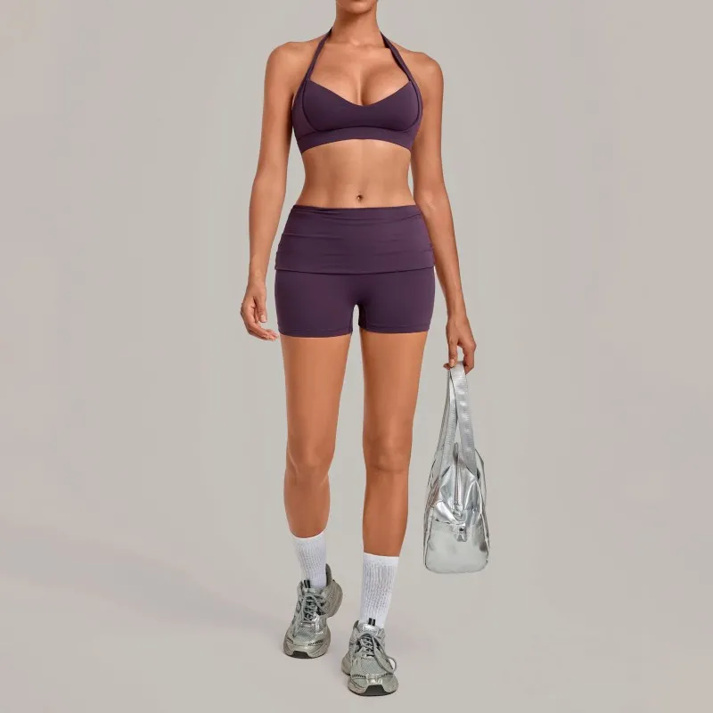 Conjunto deportivo de gimnasio, fitness y yoga: sujetador y shorts para mujer, secado rápido, ropa deportiva para correr al aire libre FGB7229+8402