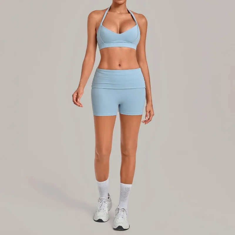 Conjunto deportivo de gimnasio, fitness y yoga: sujetador y shorts para mujer, secado rápido, ropa deportiva para correr al aire libre FGB7229+8402