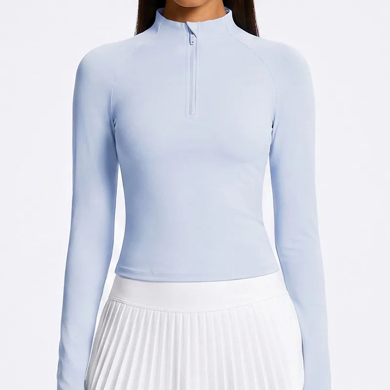 Conjunto de dos piezas de falda de tenis de manga larga para mujer, ropa deportiva para fitness y yoga FGBKD255WCT304+KD235WCQ213
