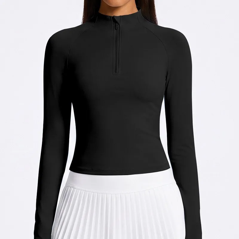 Conjunto de dos piezas de falda de tenis de manga larga para mujer, ropa deportiva para fitness y yoga FGBKD255WCT304+KD235WCQ213